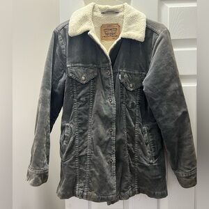 Levi’s Sherpa Lined Corduroy Coat Vintage Ranch Jacket 71695 Made in Italy Sz S